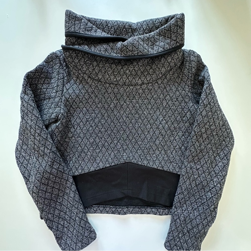 Cokluch Structured Cowl Neck Top Small Gray Black #134
